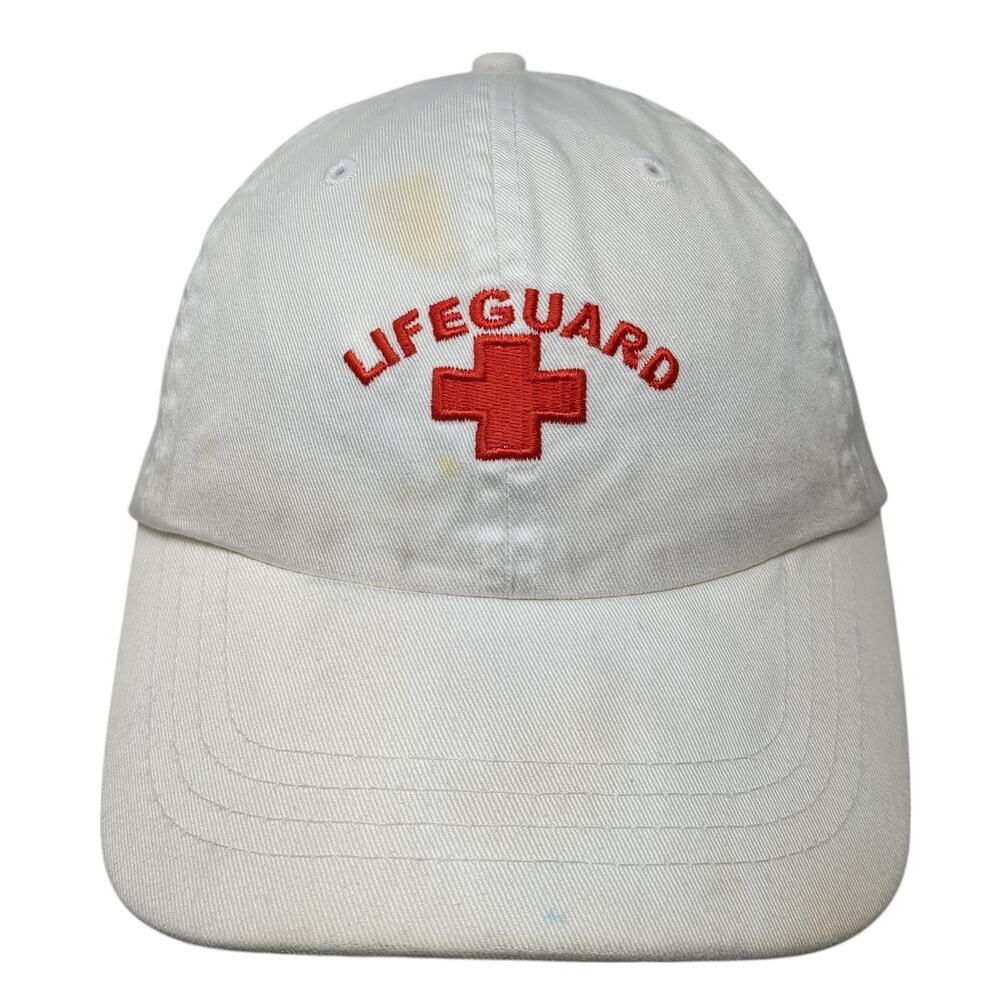 Lifeguard Logo Slideback Hat White One Size Adjustable Embroidered